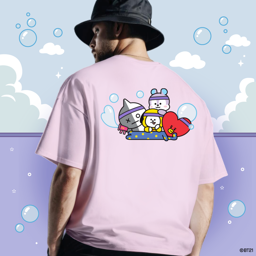 BT21 Bubble Squad Oversized Cotton Tee (Design 2 | Pink)