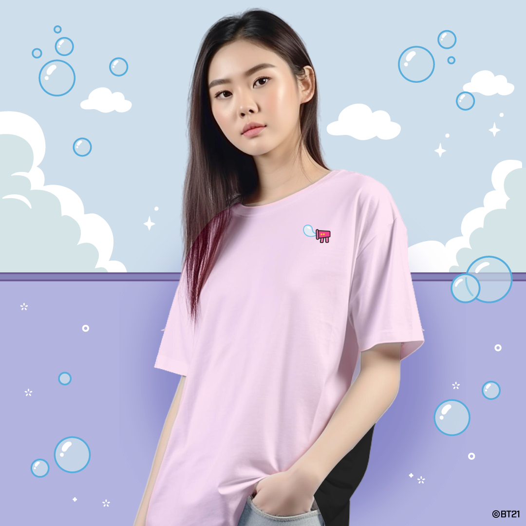 BT21 Bubble Squad Oversized Cotton Tee (Design 2 | Pink)