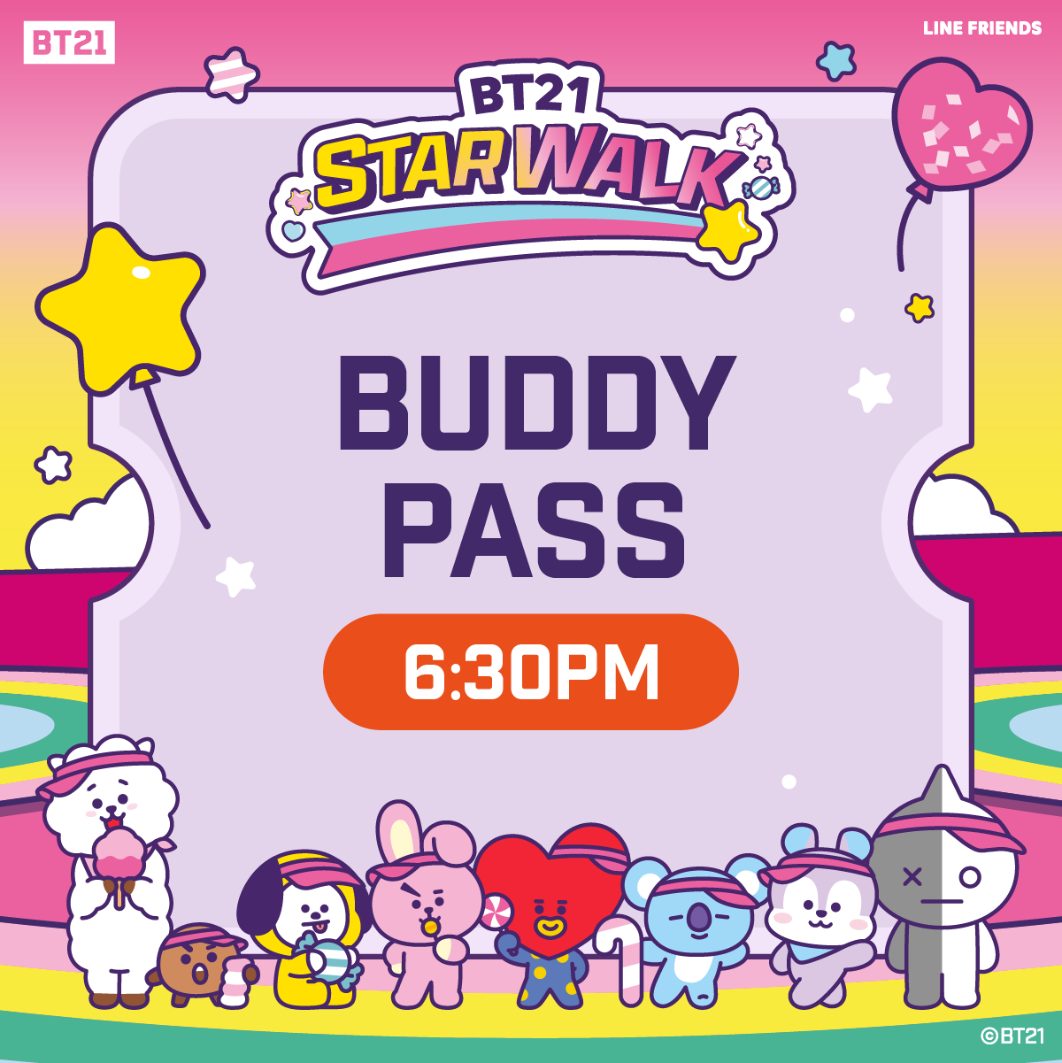 BT21 Star Walk Buddy of 2 Ticket (12 September 2026) - 6:30pm 