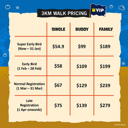 [VIP] SpongeBob Pirate 3KM Walk Group of 4 Ticket (26 April 2025)