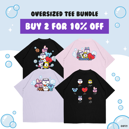 BT21 Bubble Squad Oversized Cotton Tee (Design 1 | Black | Bubble Squad)