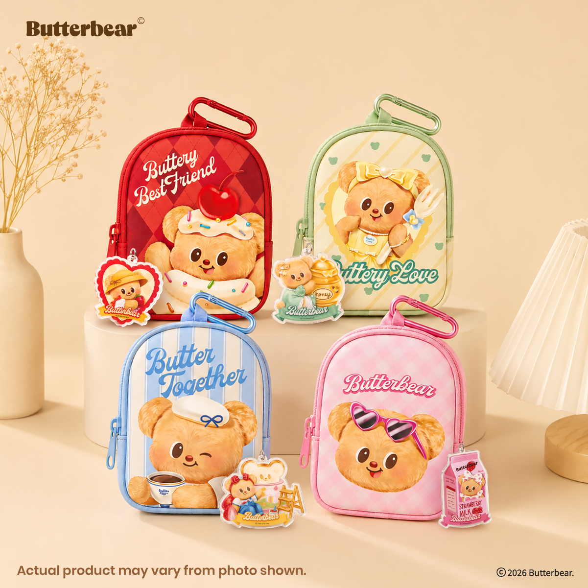 Butterbear Eco Bag with Keychain (full set of 4 designs)