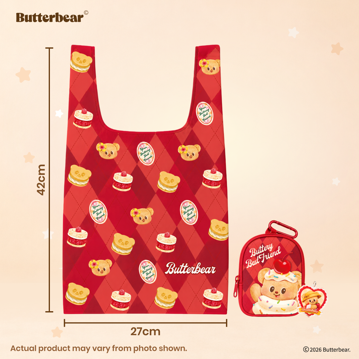 Butterbear Eco Bag with Keychain x1 random design (blind box)