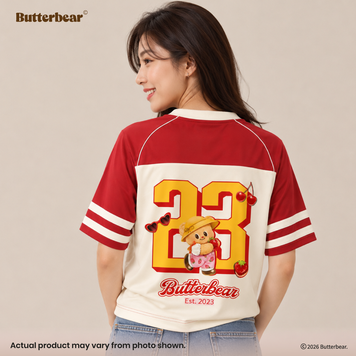 Butterbear Baseball Tee (Design 1 | Red&Cream)