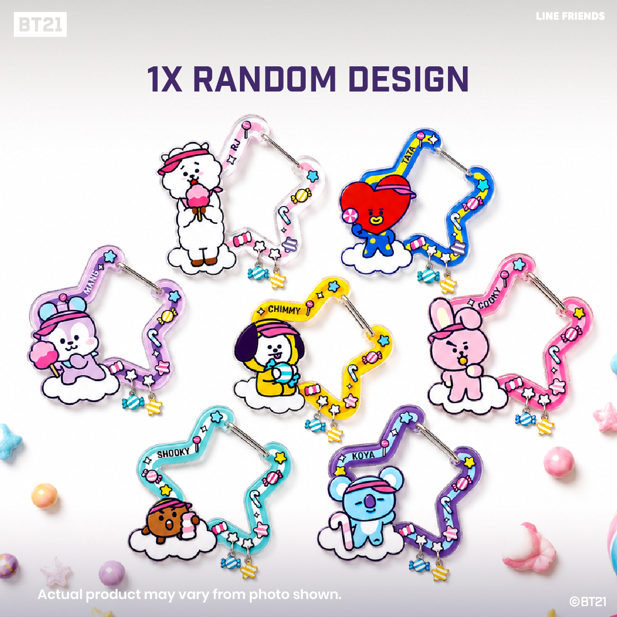 BT21 Star Walk Acrylic Keycharm x1 random design (Blind Box)