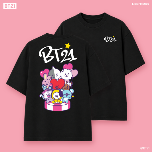 BT21 Star Walk Oversized Tee (Design 1 | Black | BT21)
