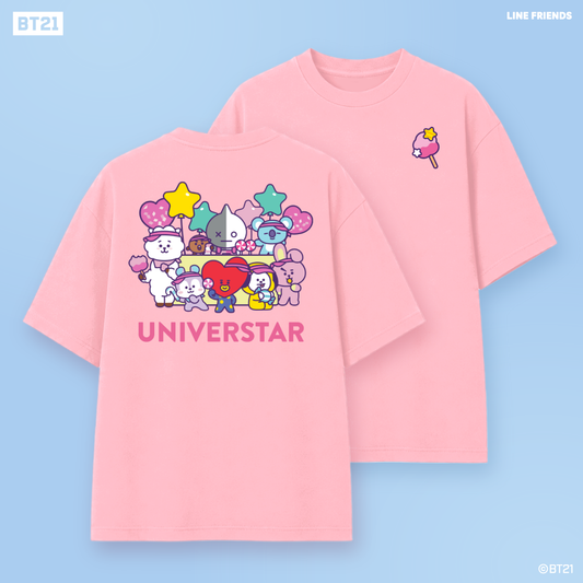 BT21 Star Walk Oversized Tee (Design 3 | Pink)