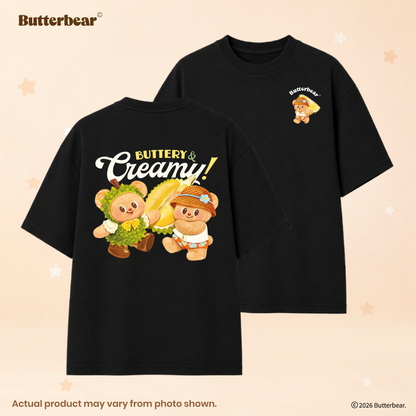 Butterbear Oversized Tee (Design 1 | Black | Buttery Creamy)