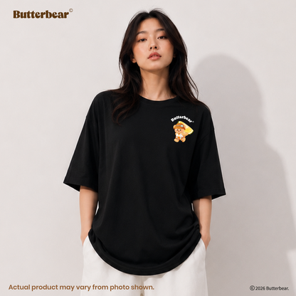 Butterbear Oversized Tee (Design 1 | Black | Buttery Creamy)