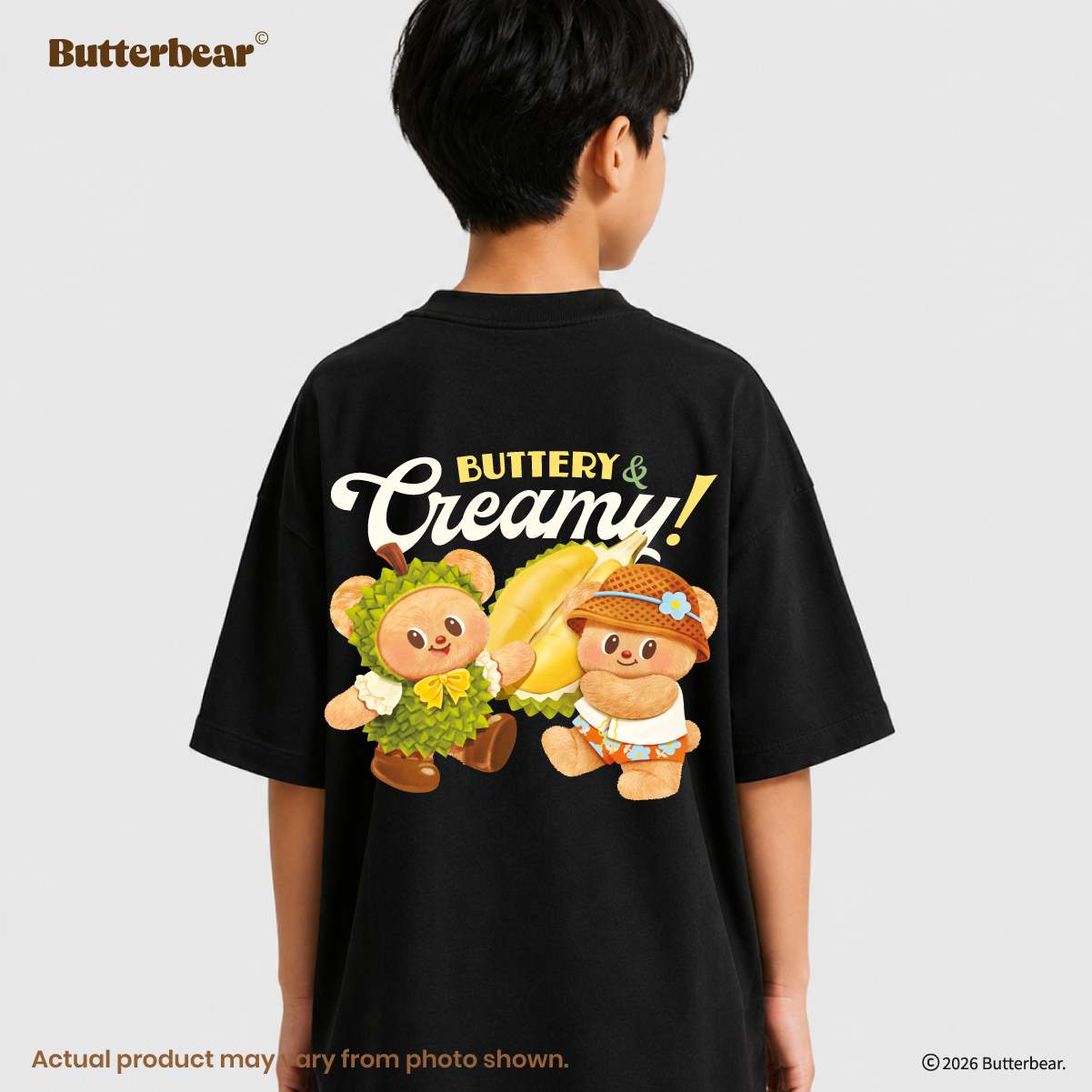 Butterbear Oversized Tee (Design 1 | Black | Buttery Creamy)