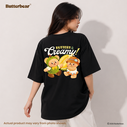 Butterbear Oversized Tee (Design 1 | Black | Buttery Creamy)