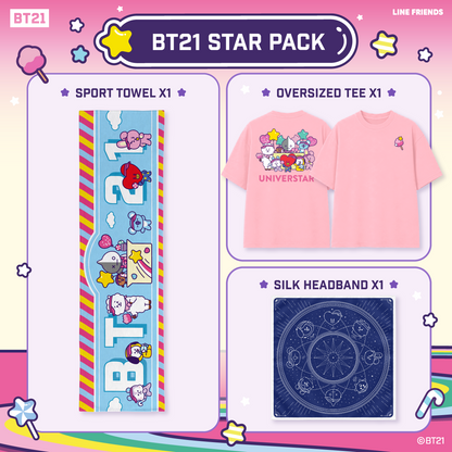 BT21 Star Pack (Towel + Oversized Tee + Silk Headband)