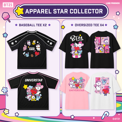BT21 Apparel Star Collector (4 Oversized Tee + 2 Baseball Tee)