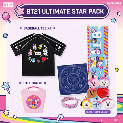 BT21  Ultimate Star Pack (Towel + Baseball Tee + Silk Headband + Tote Bag + Eco Bag with Plush Pouch)
