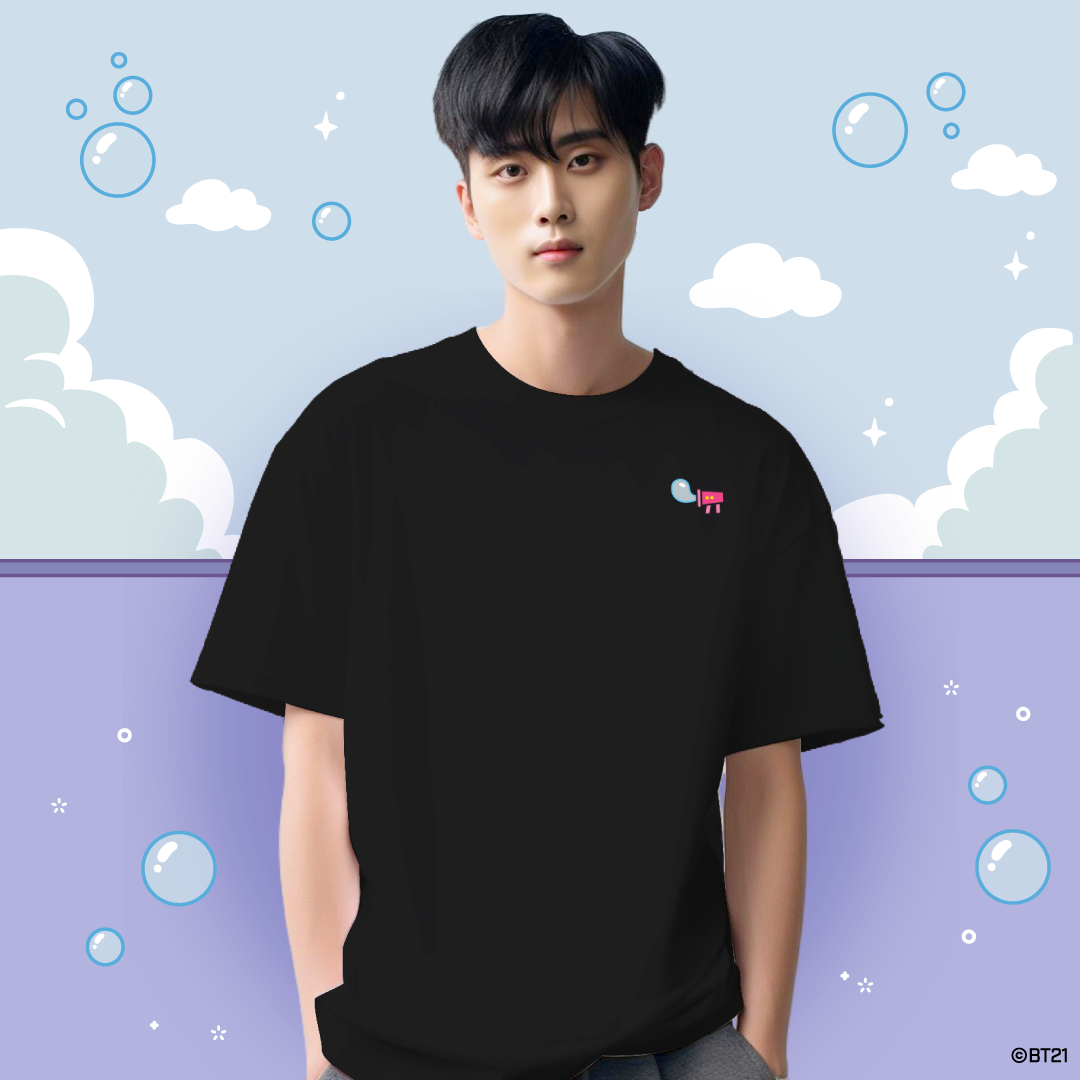 BT21 Bubble Squad Oversized Cotton Tee (Design 1 | Black | Bubble Squad)