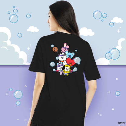 BT21 Bubble Squad Oversized Cotton Tee (Design 1 | Black | Bubble Squad)