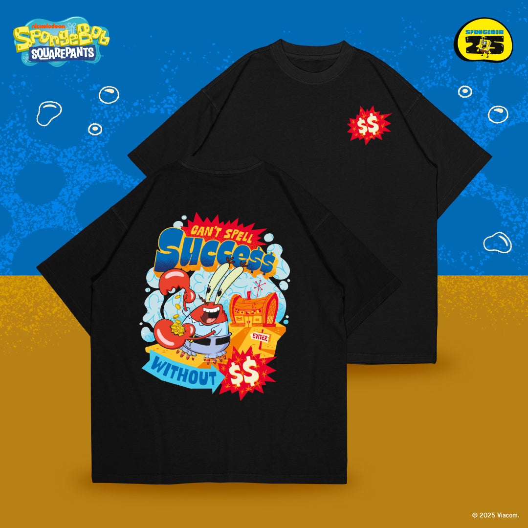 SpongeBob Pirate Oversized Cotton Tee (Design 4 | Black | Success)