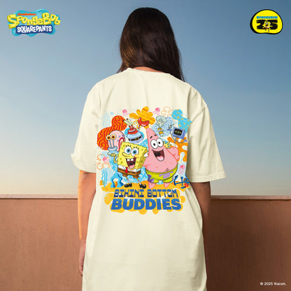 SpongeBob Pirate Oversized Cotton Tee (Design 3 | Cream | Bikini Bottom Buddies)