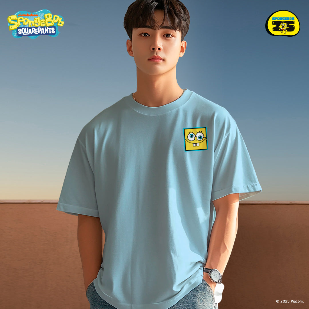 SpongeBob Pirate Oversized Cotton Tee (Design 2 | Sky Blue| Seas The Day)