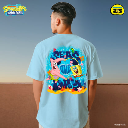 SpongeBob Pirate Oversized Cotton Tee (Design 2 | Sky Blue| Seas The Day)