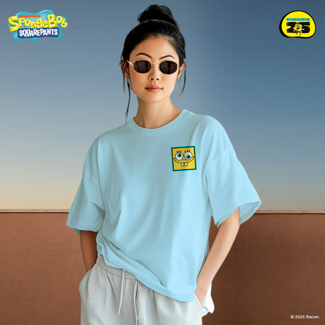 SpongeBob Pirate Oversized Cotton Tee (Design 2 | Sky Blue| Seas The Day)