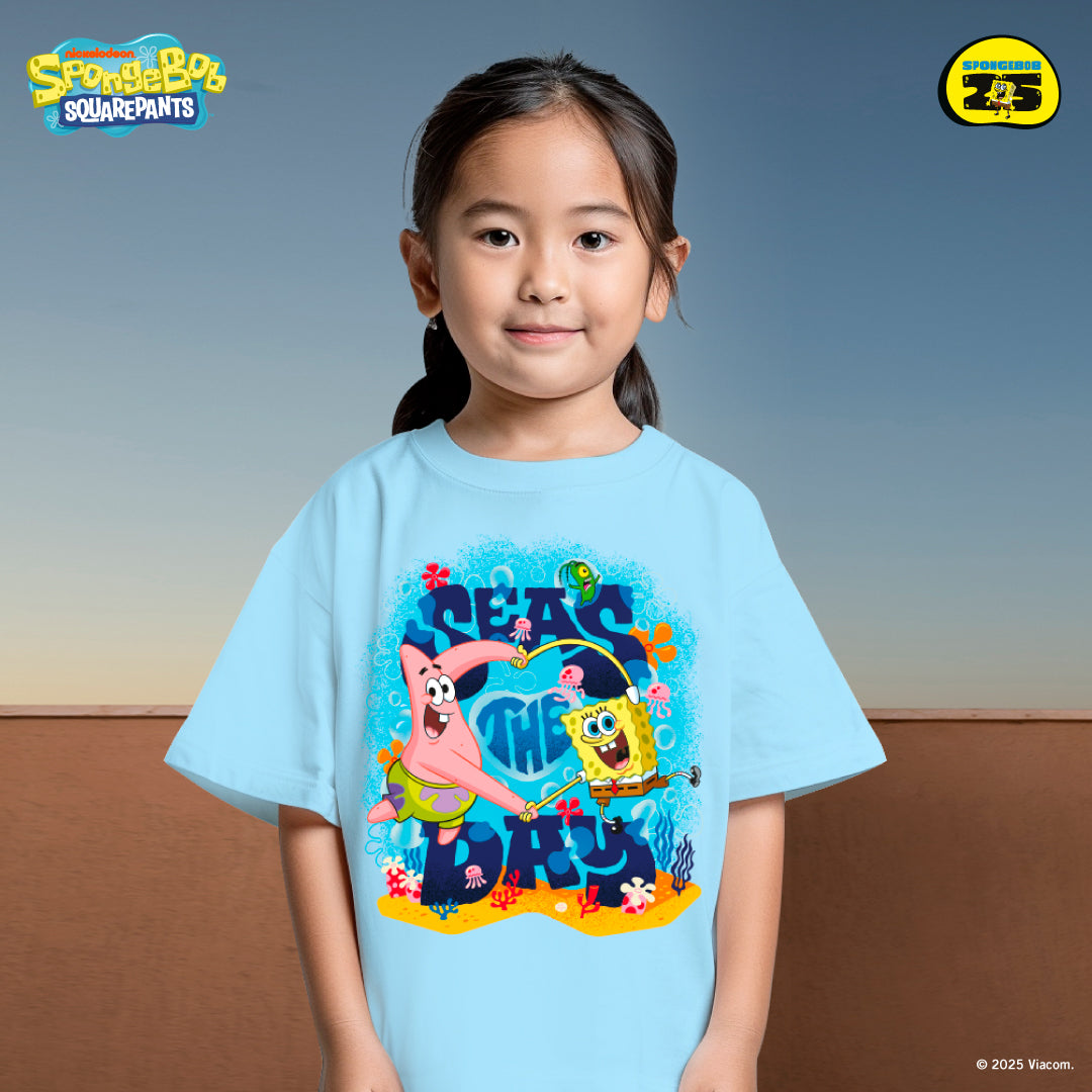 SpongeBob Pirate Oversized Cotton Tee (Design 2 | Sky Blue| Seas The Day)