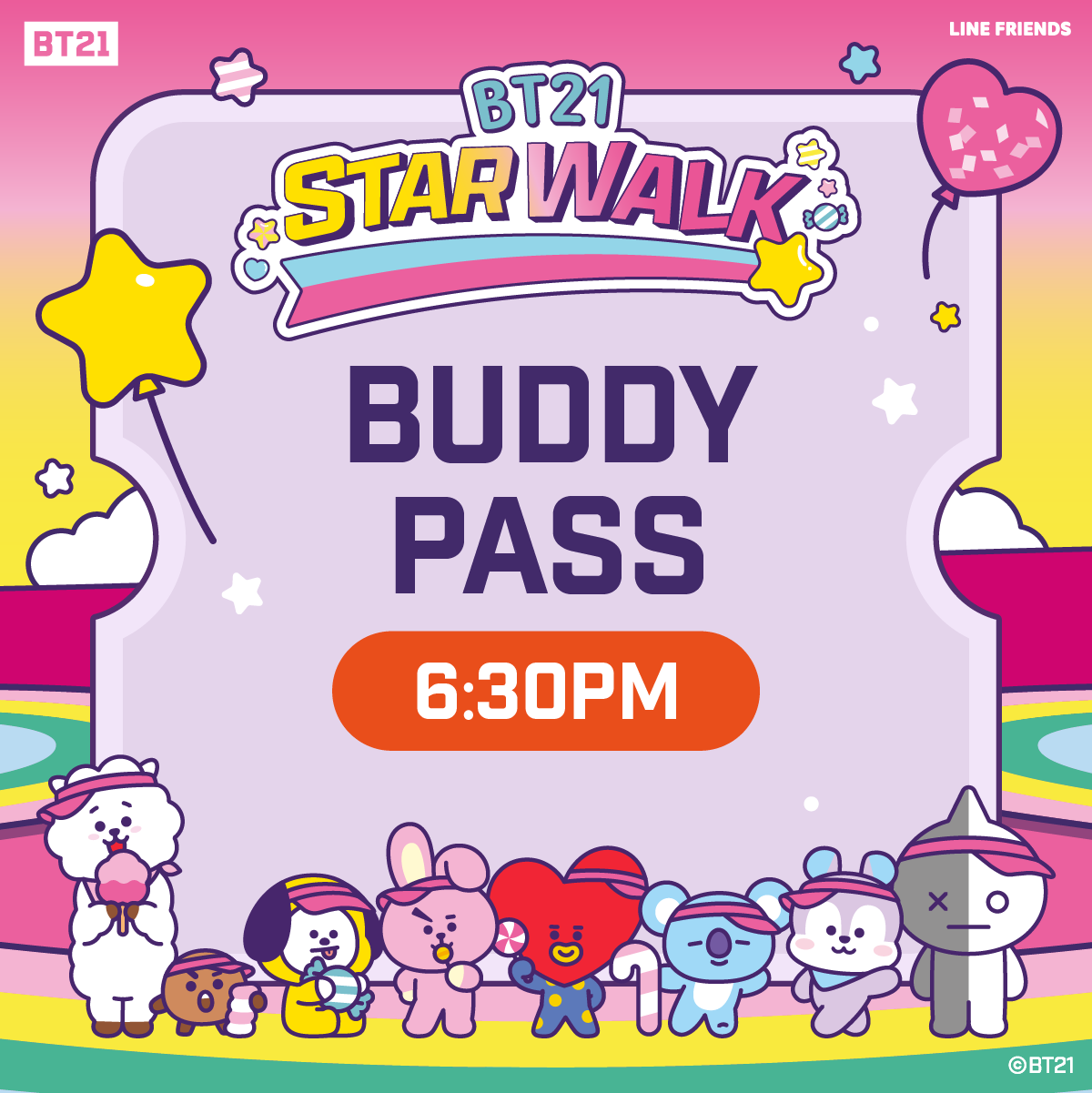BT21 Star Walk Buddy of 2 Ticket (12 September 2026) - 6:30pm