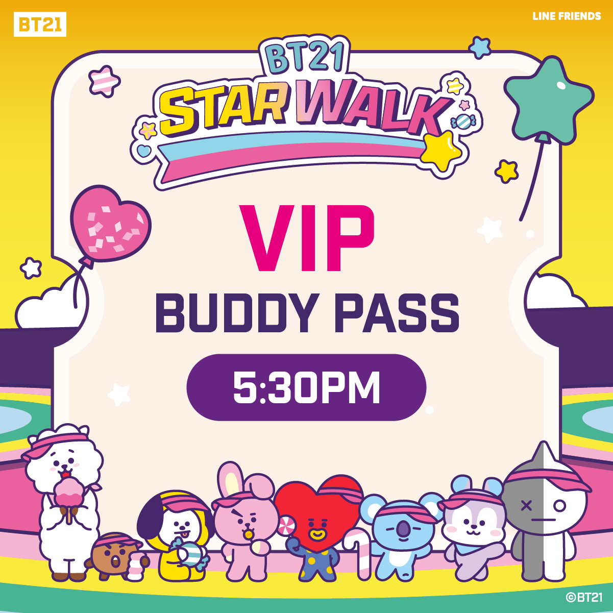 [VIP] BT21 Star Walk Buddy of 2 Ticket (12 September 2026) - 5:30pm