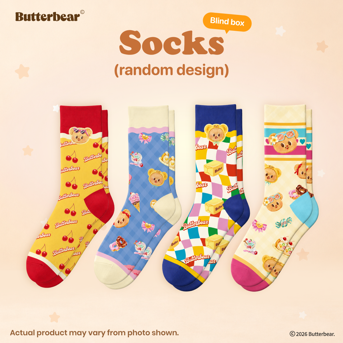 Butterbear Happy Socks x1 random design (blind box)